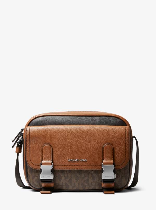 Panske Crossbody Kabelka Michael Kors Hudson Large Leather Viacfarebný Hnede - Tasky Michael Kors Akcia | MXBGI-4196